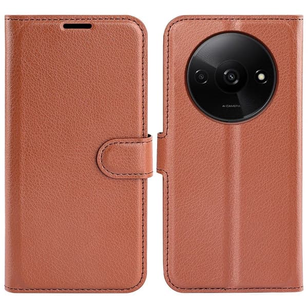 Klassisk Xiaomi Redmi A3 / Xiaomi Poco C61 flip etui - Brun Brown