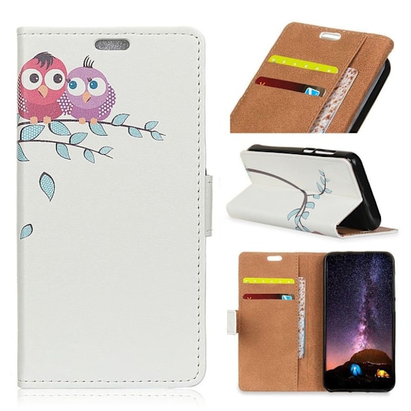 iPhone Xs Max mønstret læder flip cover - Owl Lover Multicolor
