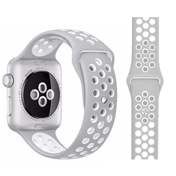 Apple Watch Series 5 / 4 44 mm dobbeltfarget armbånd - Grå / Hvit Silver grey