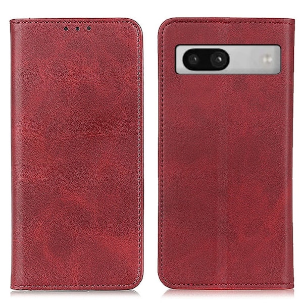 Lompakko-style Aitoa Nahkaa Läppäkotelo For Google Pixel 7a - Punainen Red