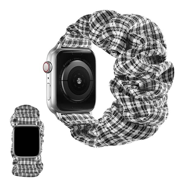 Apple Watch 42mm - 44mm elastisk klokkerem i hårbåndstil - Kaffe Rutete / Størrelse: L Black