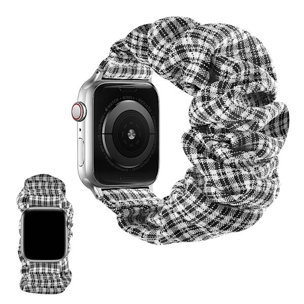 Apple Watch 42mm - 44mm elastisk urrem i hårbåndsstil - Kaffe Ternet / Størrelse: L Black