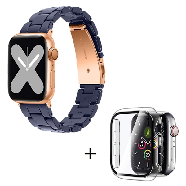 Apple Watch SE 2022 (40mm) klockarmband med 3 pärlor i resin och genomskinligt hölje - Midnattsblå Blå