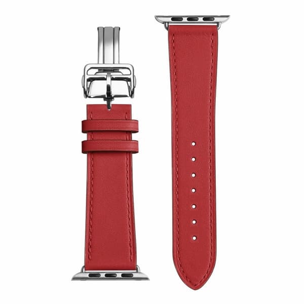 ægte læder sølv spænde rem til Apple Watch Series 6 / 5 44mm - rød Red