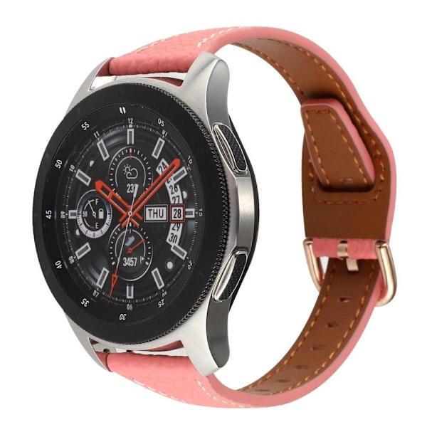 20 mm Universal klockarmband i äkta läder med litchitextur - Mörkrosa Rosa