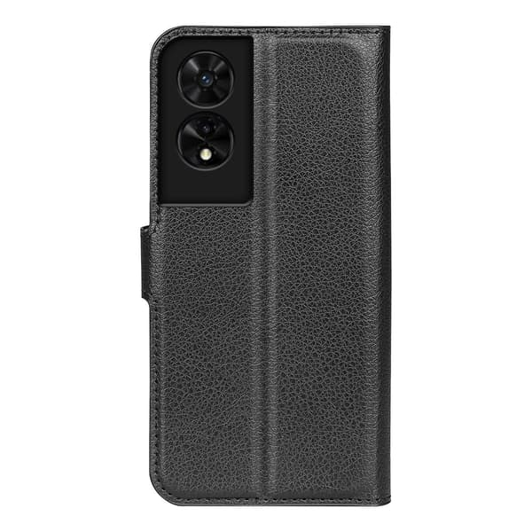 TCL 505 Case Litchi Texture stødsikkert Leather Wallet Phone Cover - Sort Black