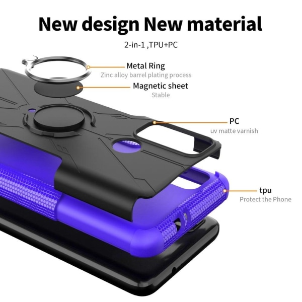 Kickstand-skydd med magnetisk platta för Motorola Moto G60 - Svart Svart