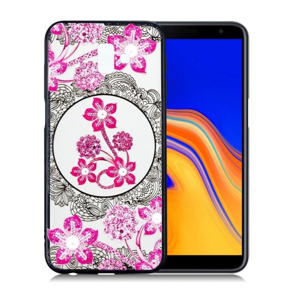 Samsung Galaxy J6 Plus (2018) lace blomster kombo etui - Blå Blo Pink