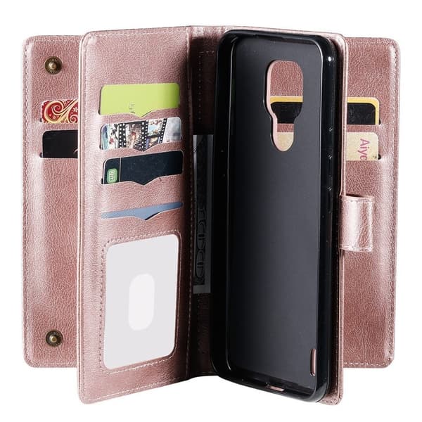 10-slot Lommebok Etui til Motorola Moto E7 - Rosa Pink