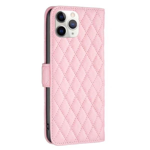 Rombuskuvioinen matta läppäkotelo iPhone 11 Pro Max - Pinkki Pink