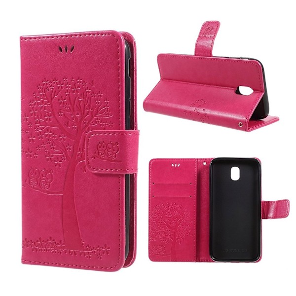 Samsung Galaxy J3 (2017)  Smuk læder etui med tryk - Rosa Pink