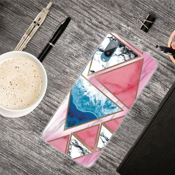 Marble design Samsung Galaxy M02 / Samsung Galaxy A02 kotelot - Valkoinen / Sininen / Ruusu Kolmio Multicolor