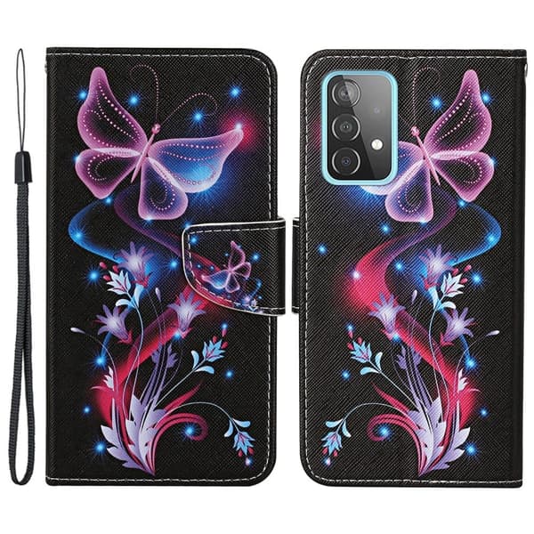 Wonderland Samsung Galaxy A33 5G Flip Etui - Fluorescent Sommerfugle Multicolor