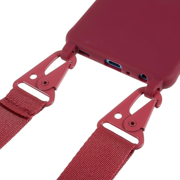 Tyndt TPU-etui med mat finish og justerbar strop til Samsung Galaxy A52s 5G / A52 5G / A52 - Rød Red
