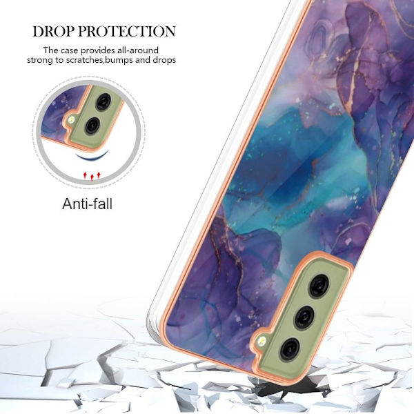 Marble Samsung Galaxy S21 FE Suojakotelo - Violetti Purple
