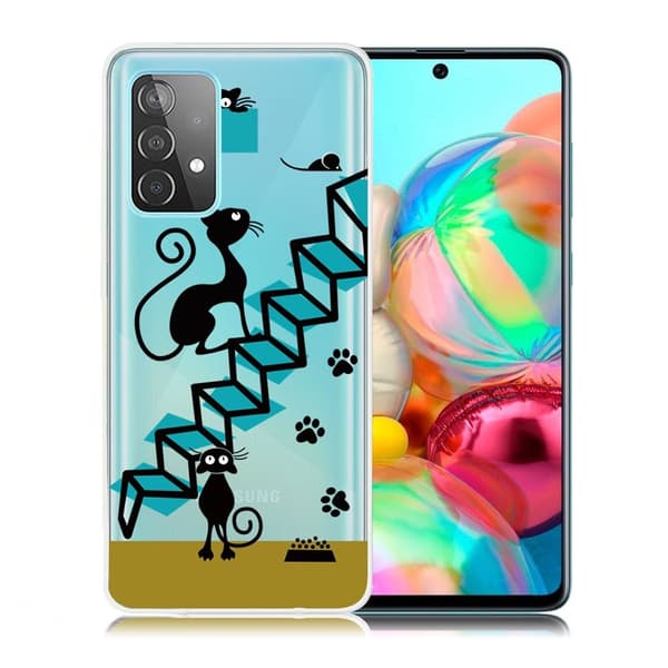 Deco Samsung Galaxy A72 5G Etui - Katt og Trapp Multicolor