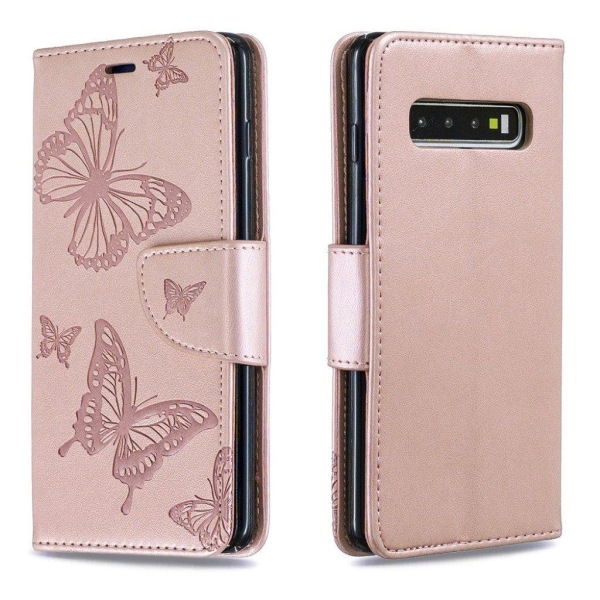 Butterfly Samsung Galaxy S10 etui - Rødguld Gold