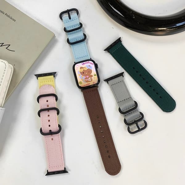 Apple Watch 41mm / 40mm / 38mm klockarmband Nylon klockarmband - Blå + Tan Brun