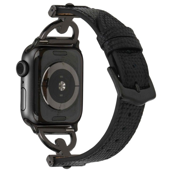 Apple Watch (41mm) teksturoitu PU-nahkakellon hihna - Musta / Musta Black