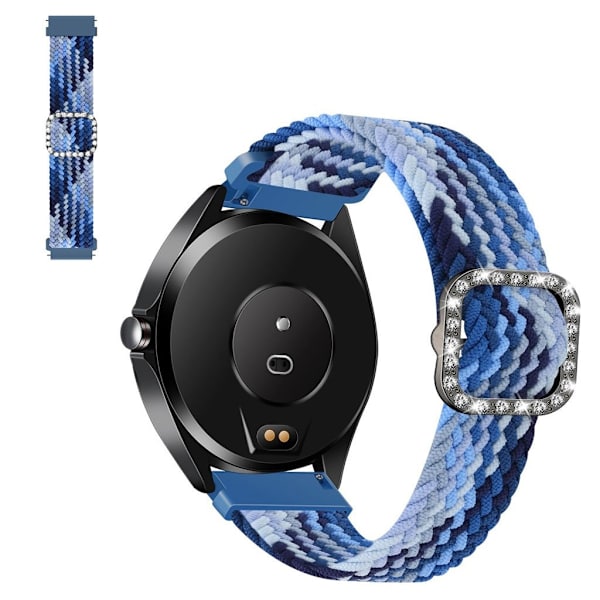 22mm Universal nylon + strassi solki kellon hihna - Mustikka Blue