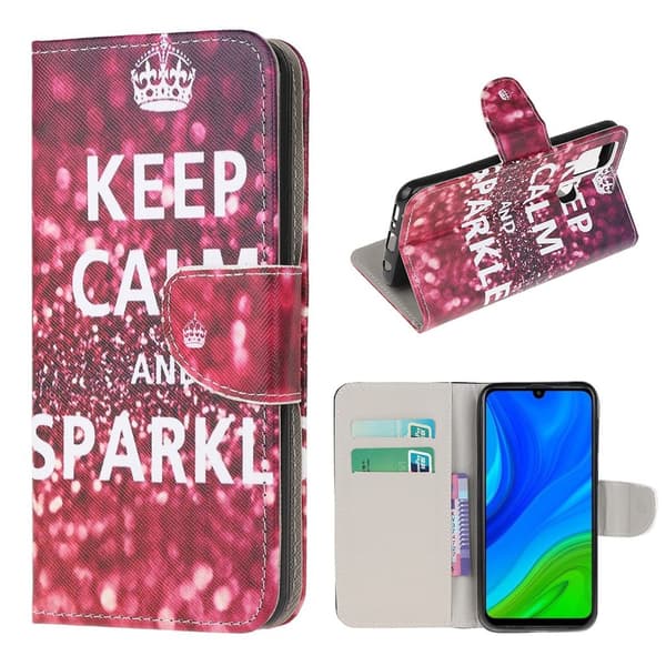 Wonderland Huawei P Smart 2020 Etui - Citat: Keep Calm and Sparkle Red