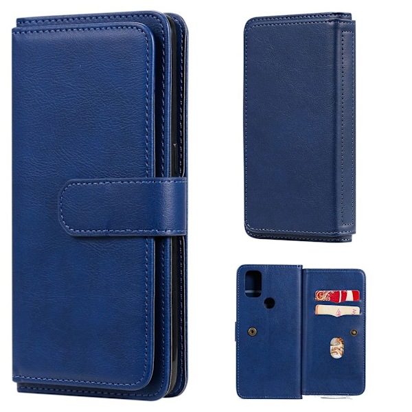 OnePlus Nord N10 5G fodral med 10 fickor - Blå Blå