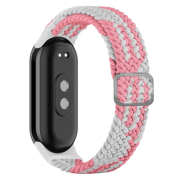 Xiaomi Smart Band 8 elastisk nylonfletningsrem - Lyserød / Hvid Pink