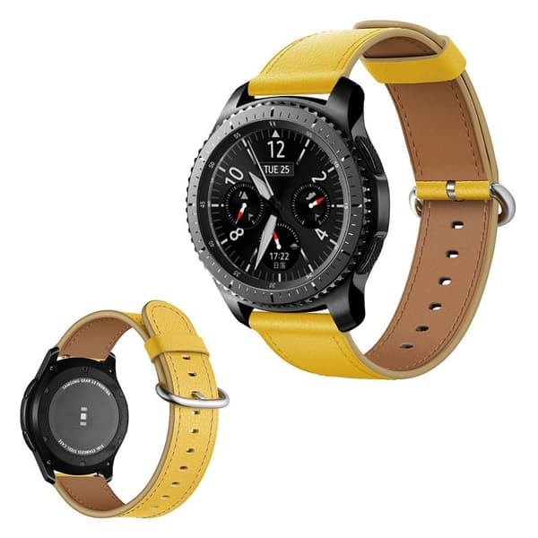 Samsung Gear S3 / S3 Frontier coolt klockarmband i äkta läder - Gul Gul