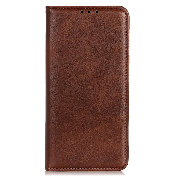 Lompakko-style Aitoa Nahkaa Läppäkotelo For Motorola Moto G73 - Kahvi Brown