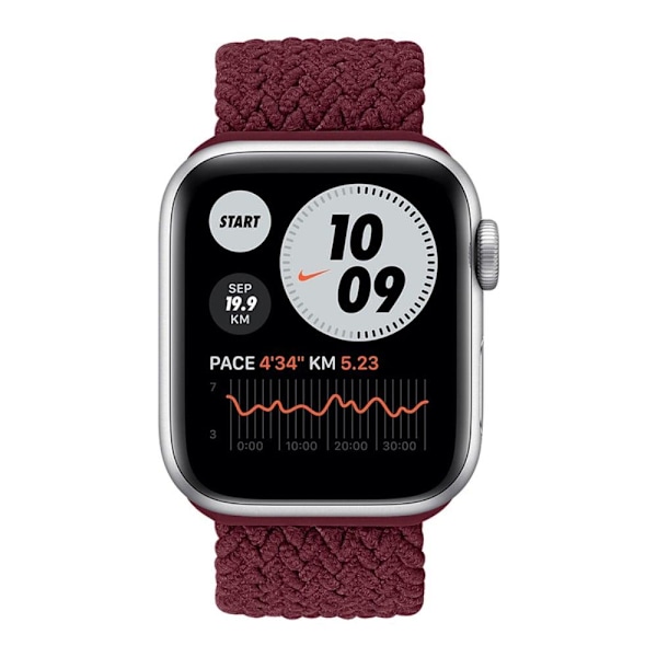 Apple Watch (45 mm) elastisk urrem - Mørkerød / Størrelse: L Red