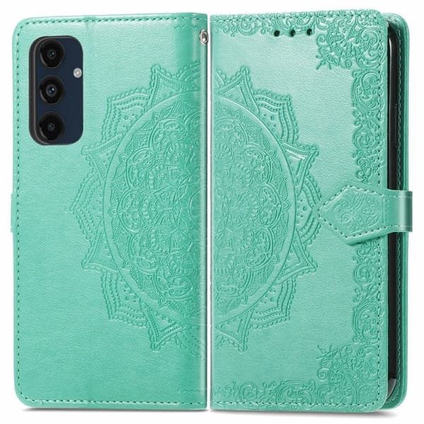 Mandala Samsung Galaxy S24 FE nahkakotelo - Vihreä Green