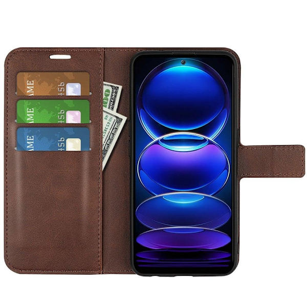 Lompakko Nahkakotelo For Xiaomi Redmi Note 12 - Ruskea Brown