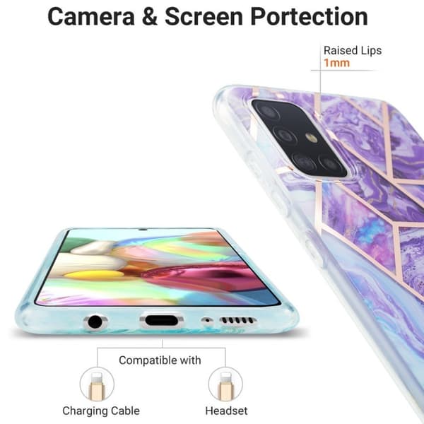 Marble Samsung Galaxy A71 Etui - Lilla Purple