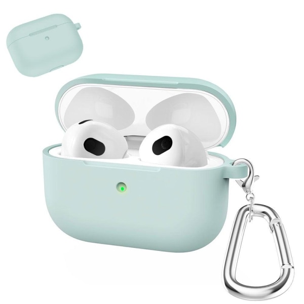 AirPods silicone case with carabiner - Light Green Grön