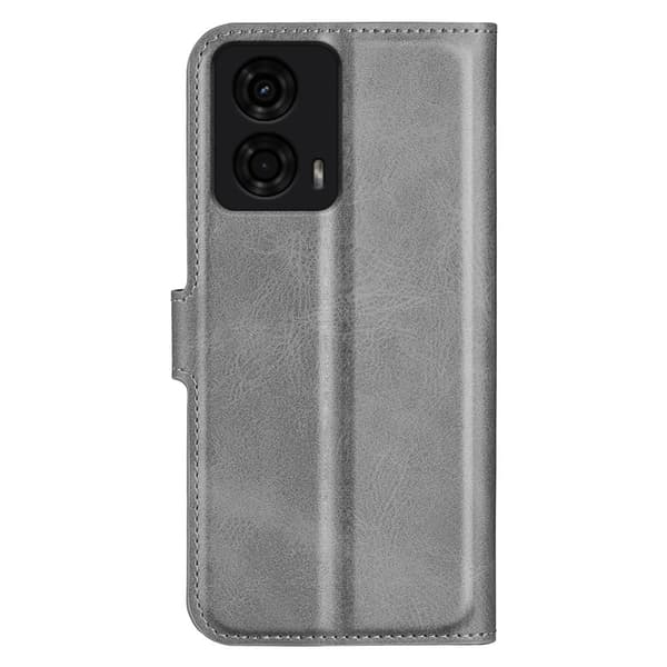 Hållbart konstläder Motorola Moto G24 fodral med plånbok - Grå Silvergrå