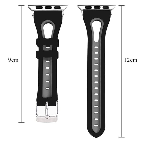 Apple Watch (41mm) urheilukellon kaksivärinen silikoninen ranneke - Musta / Harmaa Multicolor
