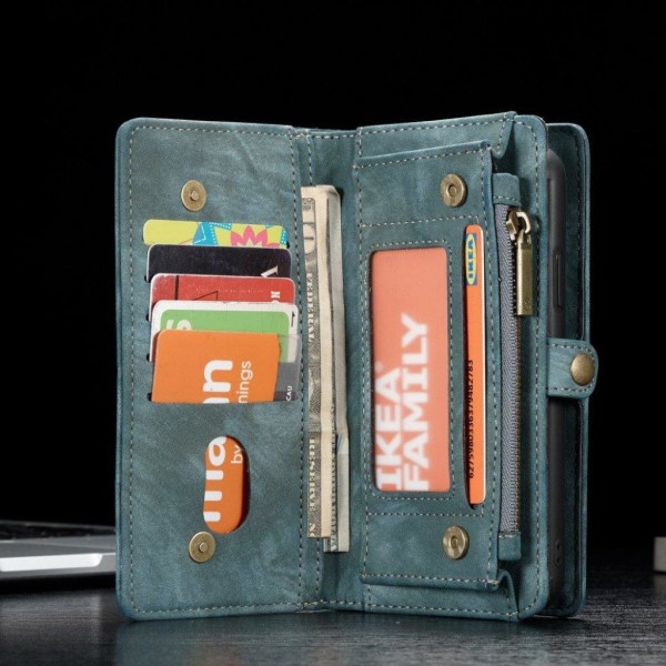 CASEME iPhone Xs Max mobilfodral delad läder plast plånbok dragk Blå