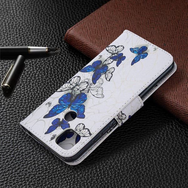 Wonderland Xiaomi Redmi 9C Flippetui - Blue og Hvit Sommerfugl White
