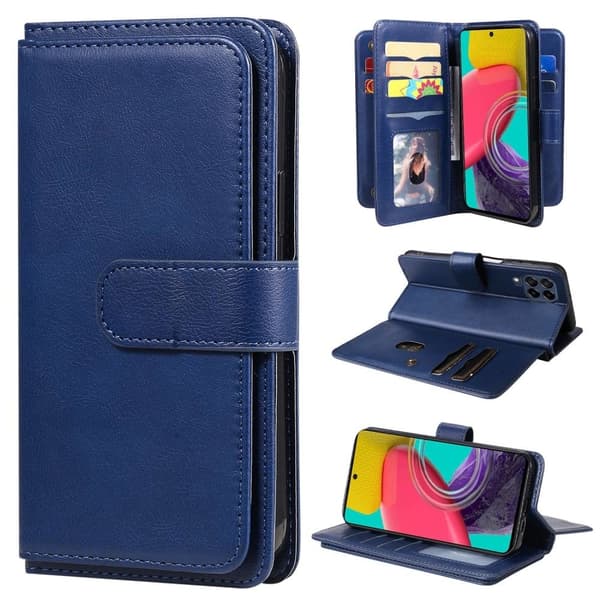 10-slot Pung Etui til Samsung Galaxy M53 5g - Mørkeblå Blue