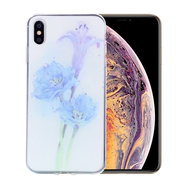 iPhone Xs Max Unikt silikonplast mobilskal med bildmotiv - Blå Blomma Blå