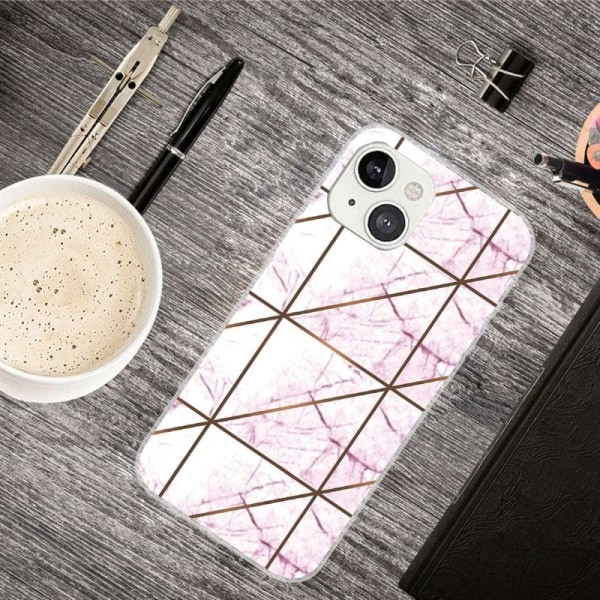 Marble design iPhone 14 cover - Hvid I Firkantet Strike-Marmor White