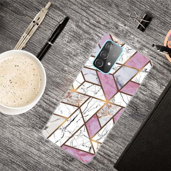 Marble Samsung Galaxy A32 5G Etui - Rose / Hvit / Grå Klinkekule Multicolor