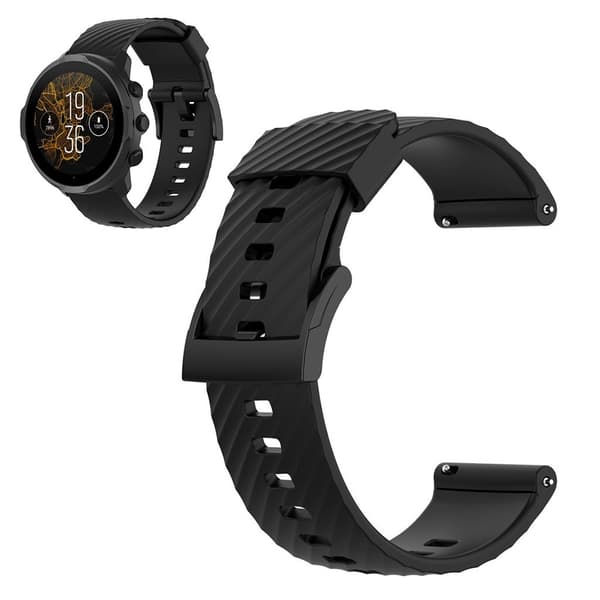 24 mm silikoneurrem til Suunto-enhed - Sort Black