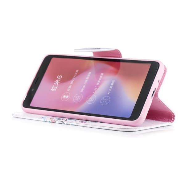 Xiaomi Redmi 6 mobilfodral syntetläder silikon stående plånbok - Blomträd multifärg