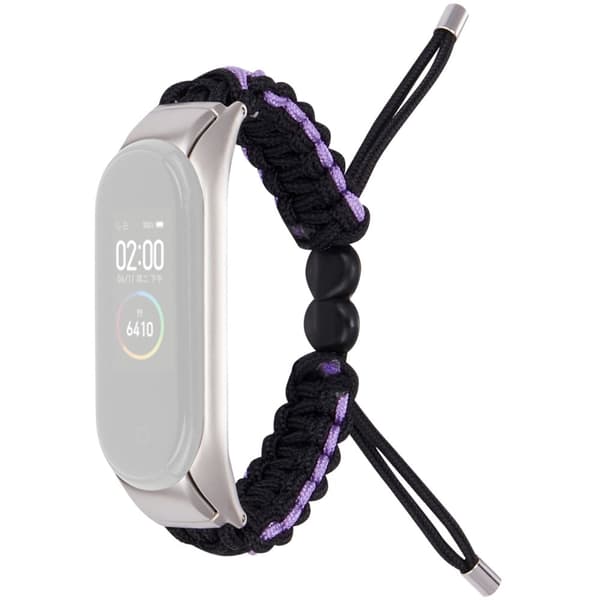 Xiaomi Mi Smart Band 6 / 5 nylon urrem med løbegang - Sort / Lilla Black