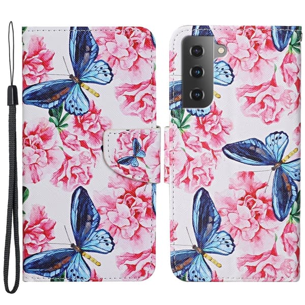 Wonderland Samsung Galaxy S22 Plus Flip Etui - Blå Sommerfugl Multicolor