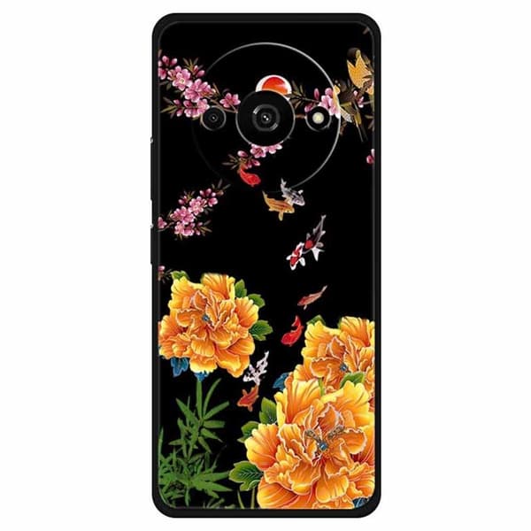 Imagine Xiaomi Redmi A3 / Xiaomi Poco C61 kotelot - Linnut Ja Kukka Yellow