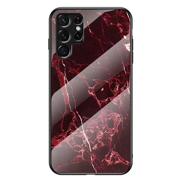 Fantasy Marmor Samsung Galaxy S22 Ultra skal - Blodröd Marmor Röd