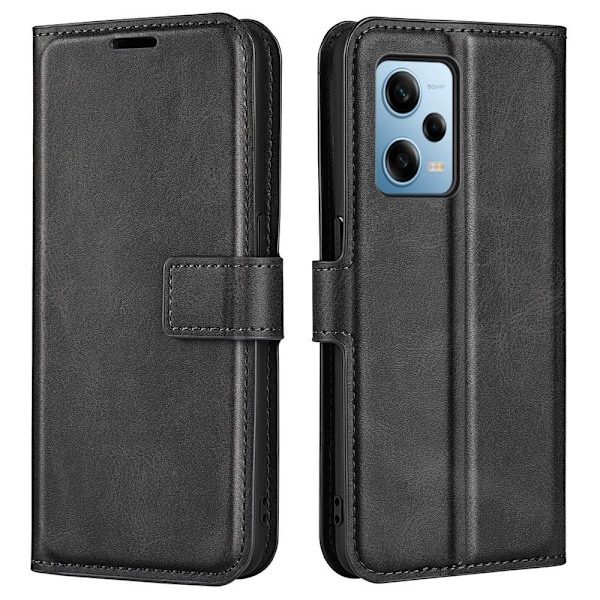 Hållbart konstläder Xiaomi Redmi Note 12 Pro fodral med plånbok - Svart Svart