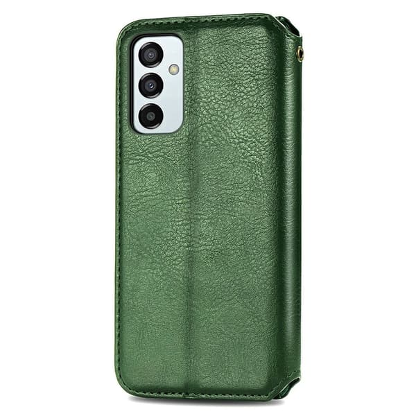 Läder Samsung Galaxy M23 fodral med romb-design - Grön Grön